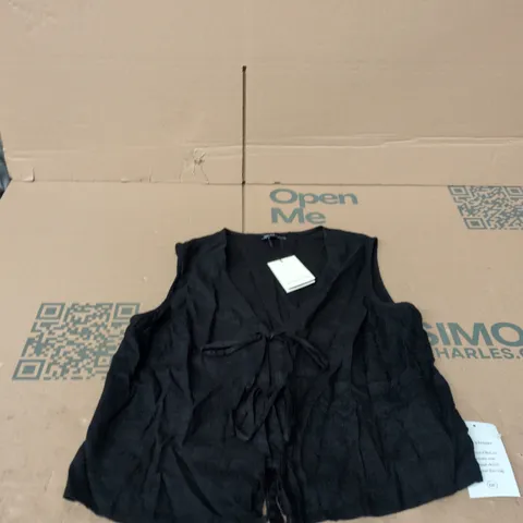 NOBODY'S CHILD BLACK WRAP TOP – UK 10 (EU 38, US 6)