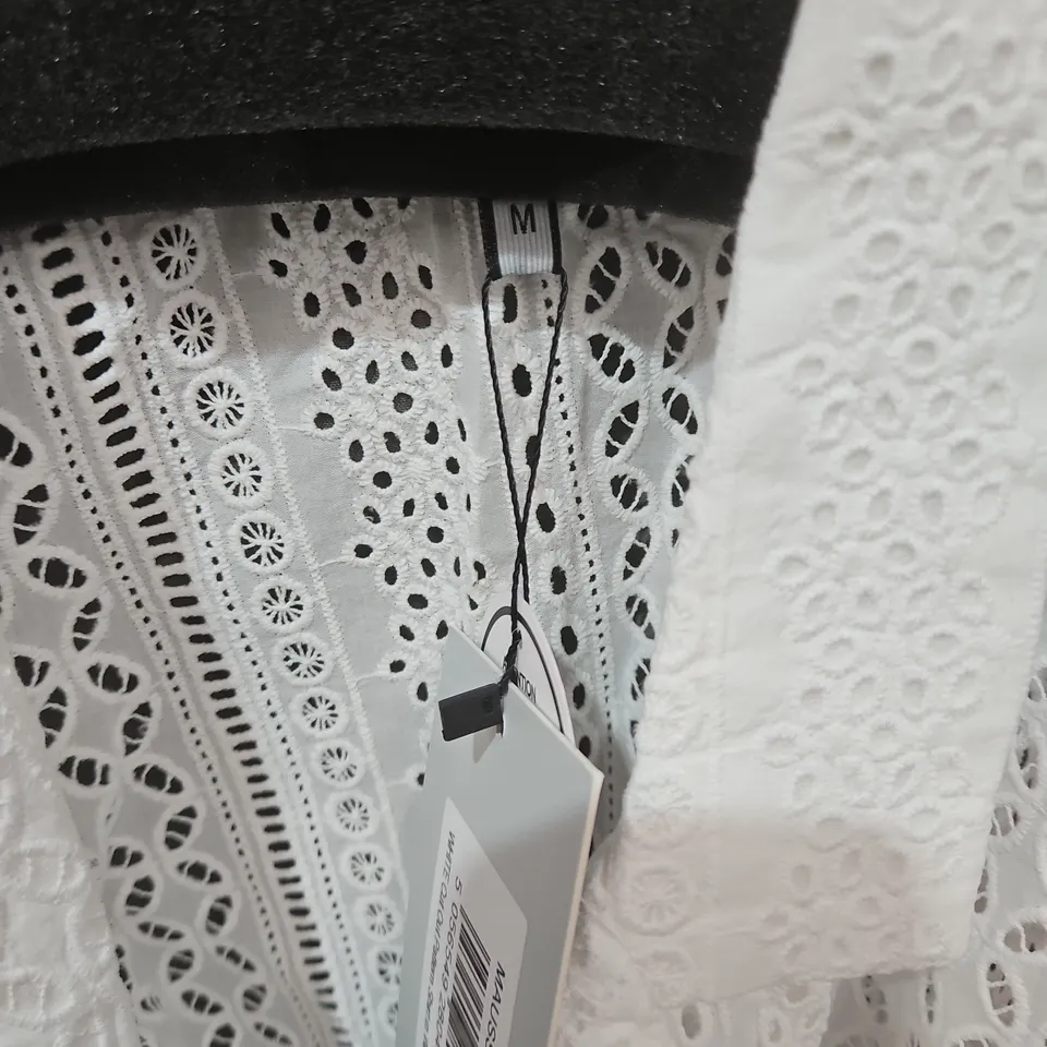 MAUVAIS WOMEN'S WHITE KNIT POLO TOP & EYELET LACE BLOUSE (SET OF 2) UK M