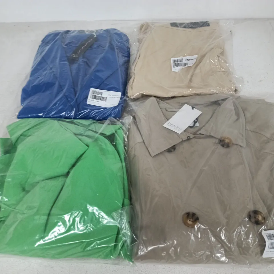 APPROXIMATELY 15 ASSORTED CLOTHING ITEMS IN VARIOUS SIZES, STYLES & COLOURS TO INCLUDE BRANDS SUCH AS BRENDA EDWARDS, RUTH LANGSFORD, DANNI MINOGUE, ETC - COLLECTION ONLY