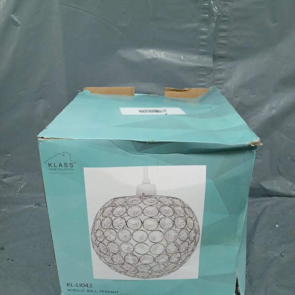 BOXED KLASS ACRYLIC BALL PENDANT 