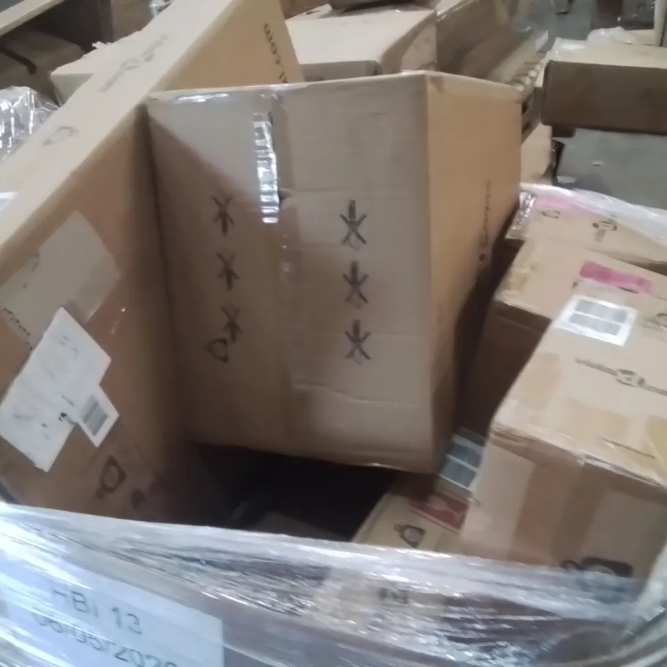 PALLET OF ASSORTED HOUSEHOLD GOODS AND PRODUCTS TO INCLUDE;WALL PEGS,LAUNDRY BASKET,PLANTER