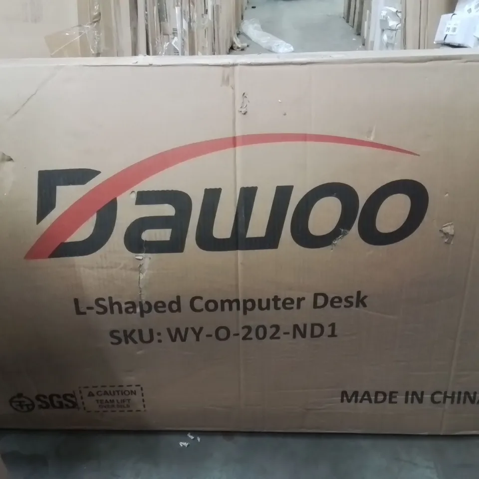 BOXED DAWOO L-SHAPED DESK-WOOD COMPUTER CORNER DESK