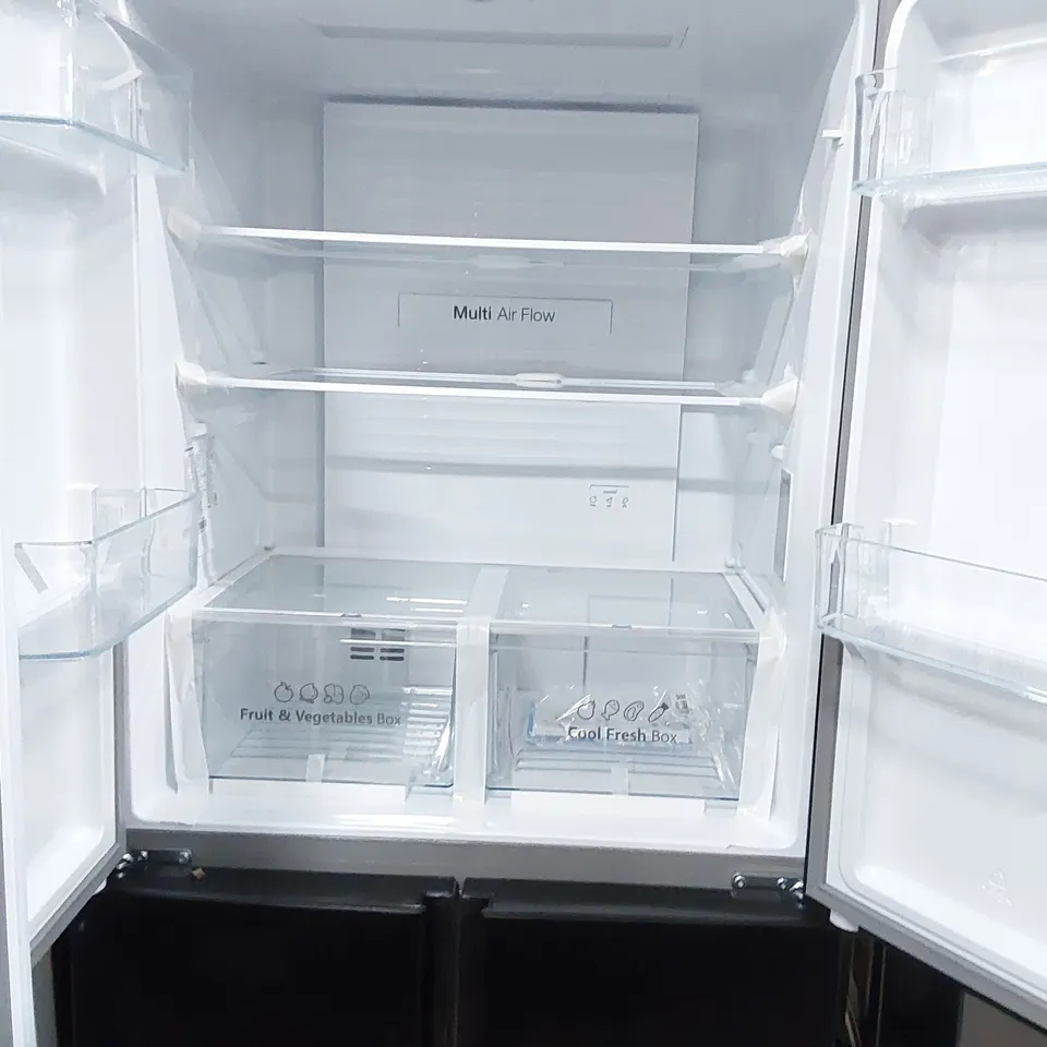 FRIDGEMASTER MQ79394EB FREESTANDING AMERICAN 4 DOOR FRIDGE FREEZER 427L, TOTAL NO FROST, INVERTER COMPRESSOR, BLACK, 64.3D X 79.4W X 181.6H cm
