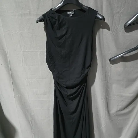 NOBODY'S CHILD BLACK SLEEVELESS RUCHED MAXI DRESS – UK 12 (EU 40, USA 8) – WITH TAGS