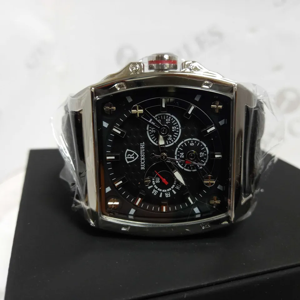 RUCKSTUHL TRIPLE DIAL LEATHER STRAP WATCH RRP £560