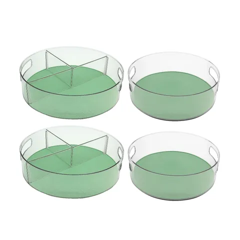 COOK'S ESSENTIALS SET OF 4 TURNTABLE STORAGE ORGANISERS WITH DIVIDERS