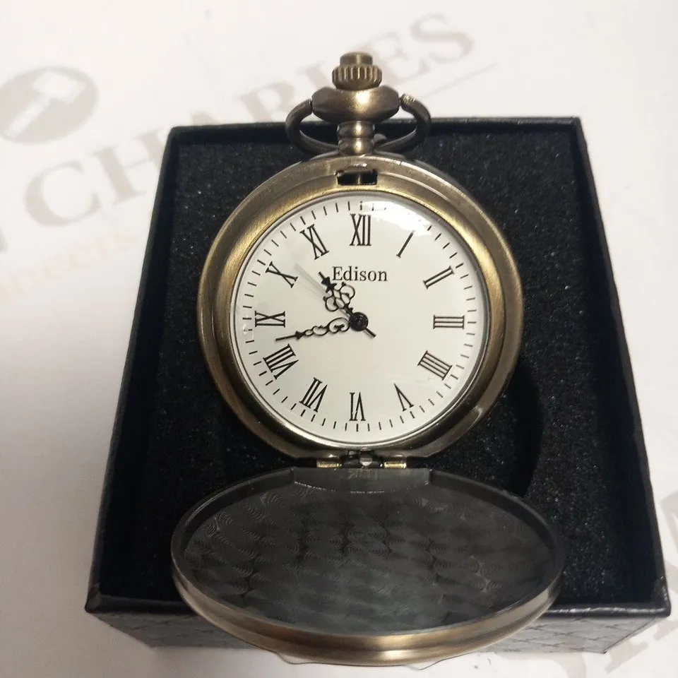 MENS EDISON POCKET WATCH WITH CHAIN – BRAND NEW IN BOX