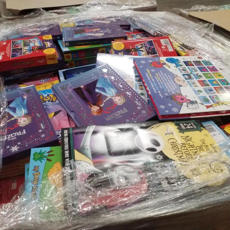 PALLET CONTAINING ASSORTED CHILDRENS ACTIVITY BOOKS/SETS INCLUDING POKEMON ANNUAL 2026, OLD MACDONALD HAD A FARM, SPIDEY AMAZING FRIENDS BUSY BOOK, MR. MEN LITTLE MISS ADVENT CALENDAR & BLUEY BOOK AND