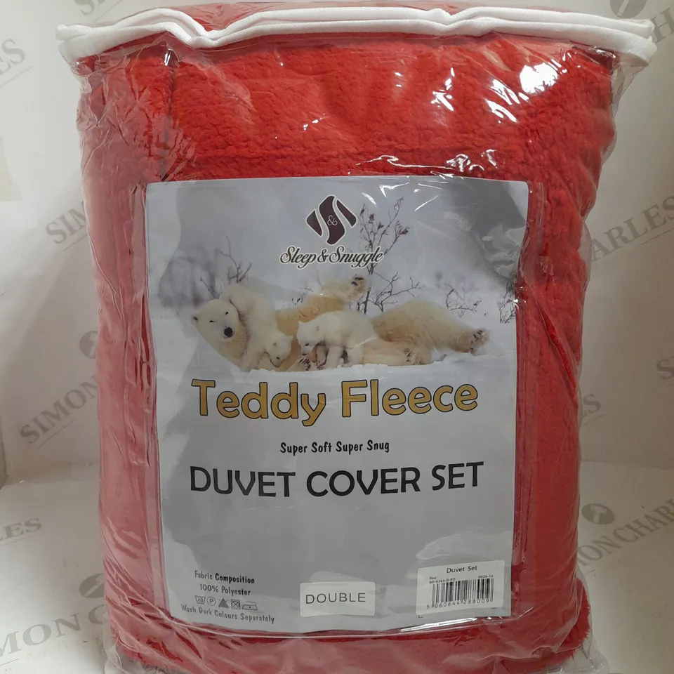 SLEEP&SNUGGLE TEDDY BEAR FLEECE DUVET SET - DOUBLE
