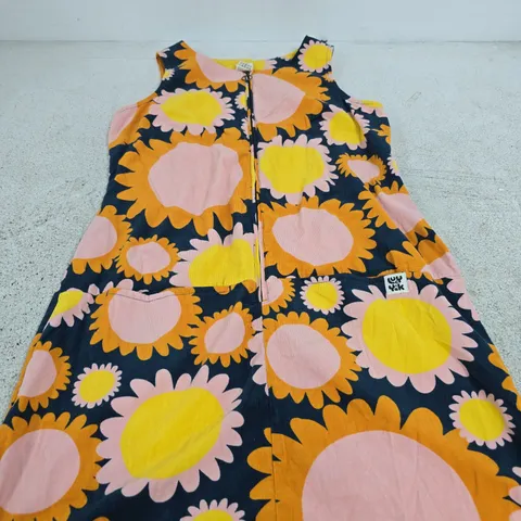 LUCY & YAK SUNFLOWER PRINT ZIP DRESS – UK 12 (US 8) – DESIGNED IN BRITAIN