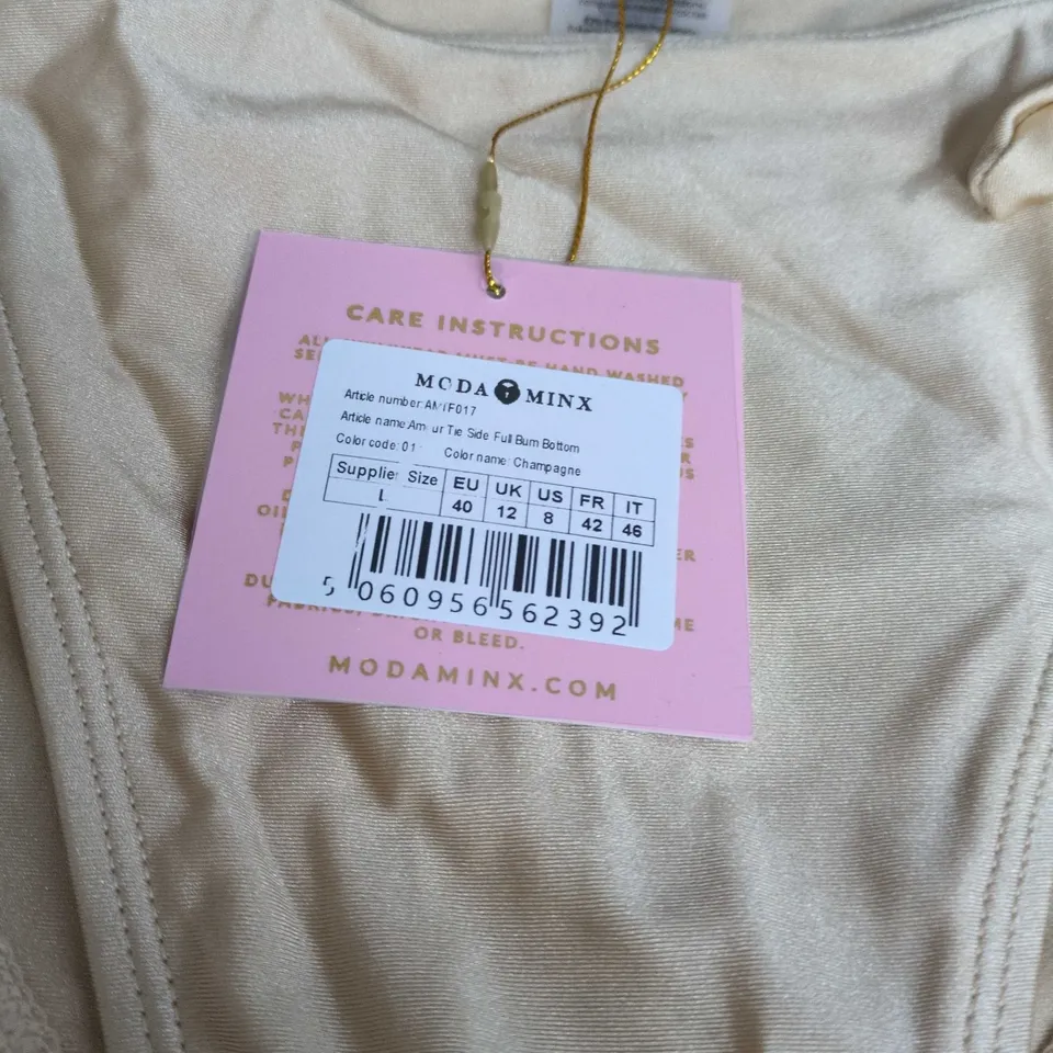 MODA MINX AMOUR TIE SIDEFULL BUM BIKINI BOTTOMS – CHAMPAGNE, UK 12