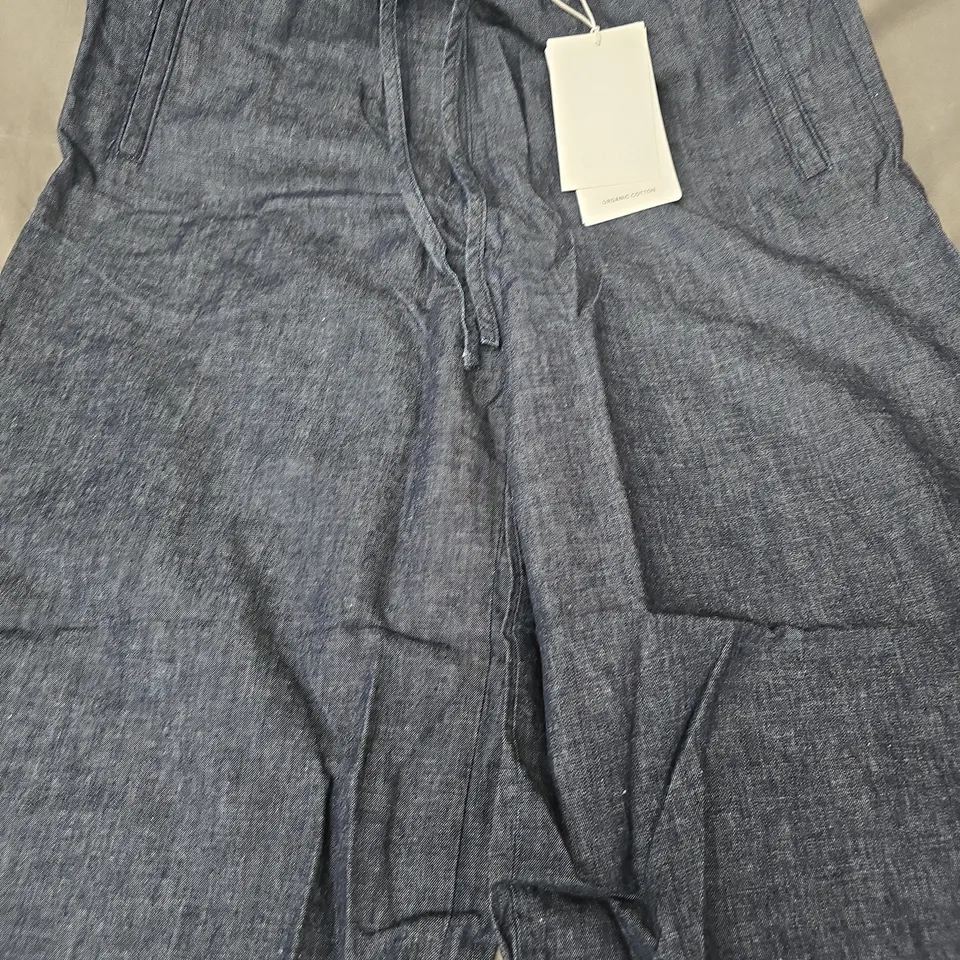 COS CASUAL DENIM-STYLE TROUSERS WITH DRAWSTRING WAIST SIZE 34
