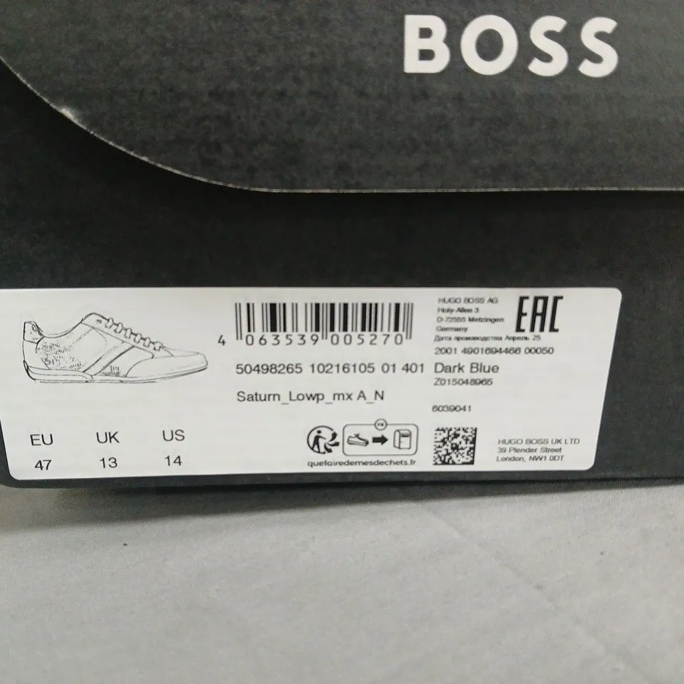 BOXED HUGO BOSS SATURN LOWP TRAINERS IN DARK BLUE – UK 13 