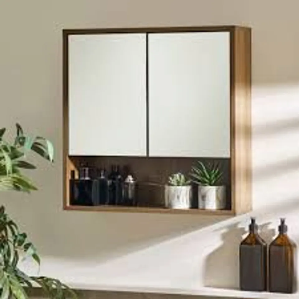 BOXED JULIAN BOWEN HAMPSHIRE BATHROOM MIRROR CABINET - ELM (1 BOX)