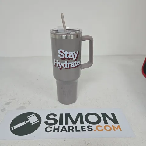 GREY TRAVEL TUMBLER WITH STRAW – STAY HYDRATED