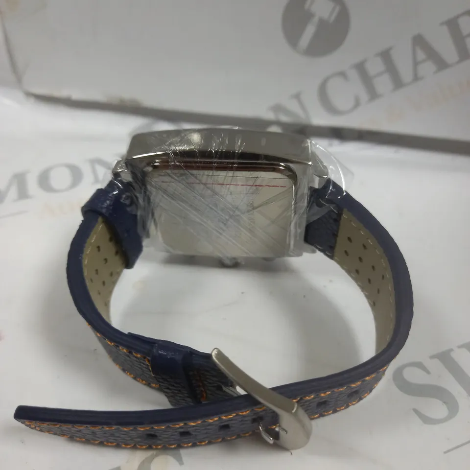 MENS LOUIS LACOMBE WATCH – SQUARE DIAL WITH WHITE SUB DIALS – LEATHER STRAP – 3ATM – HAND ASSEMBLED