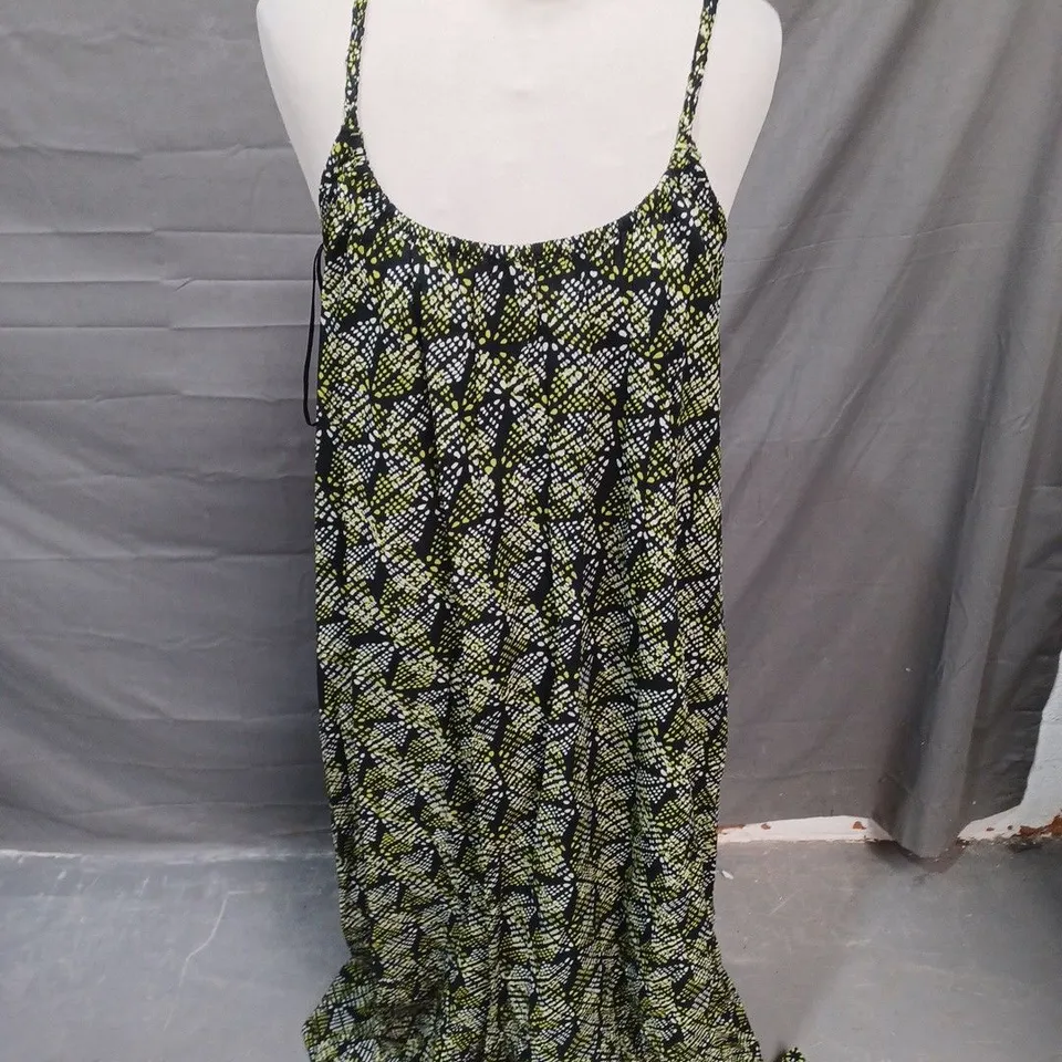 WOMENS GEO STRAP MAXI DRESS SIZE 14