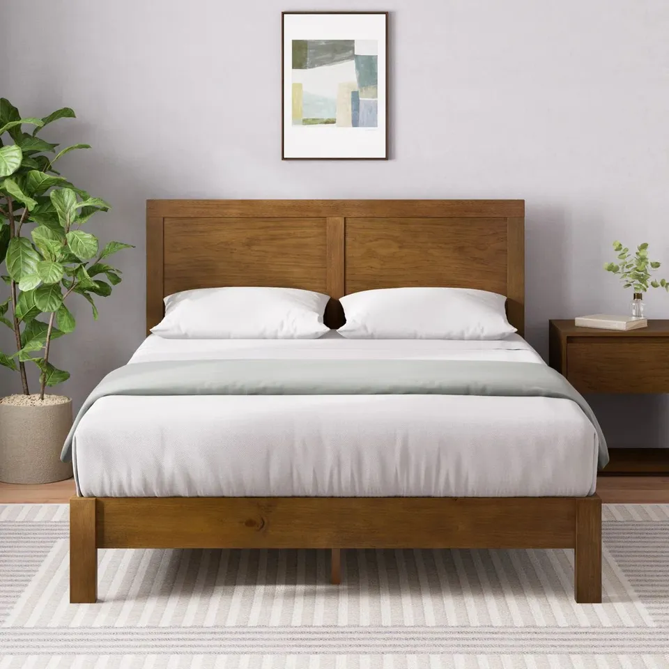BOXED BEACSFIELD WOOD PLATFORM BED WITH HEADBOARD - SUPER KING (1 BOX)