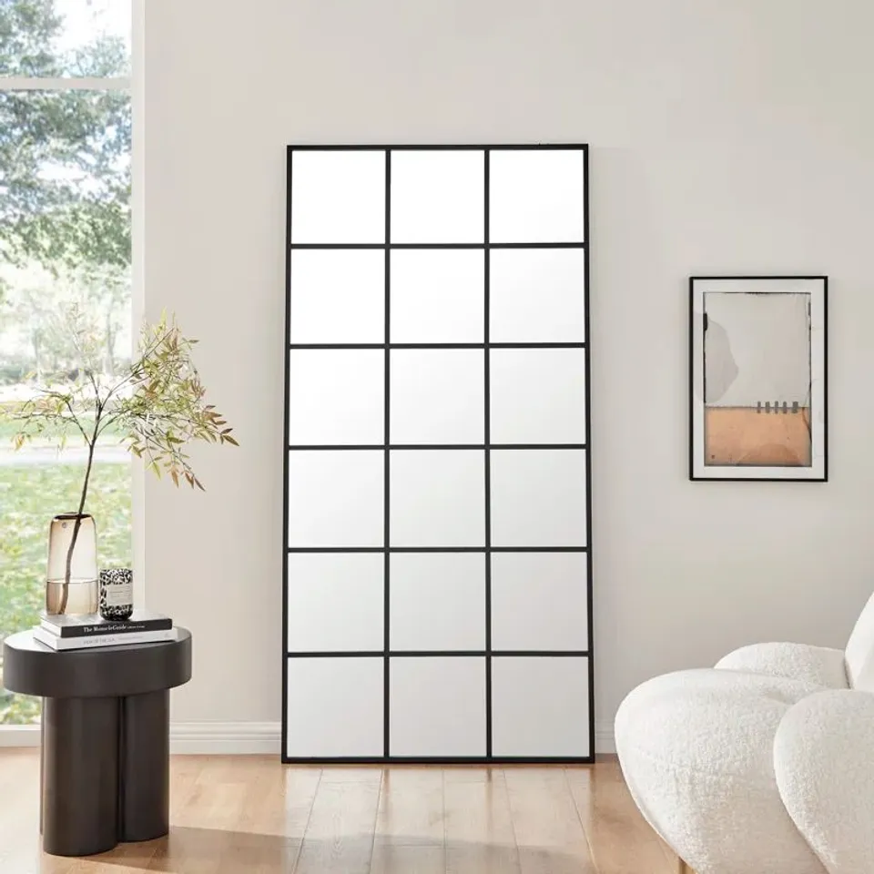 BOXED AZAIA METAL FRAME HALLWAY MIRROR - FULL LENGTH, BLACK (1 BOX)