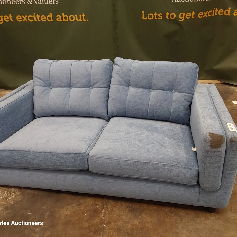 QUALITY BRITISH DESIGNER LOUNGE Co. MADISON TWO SEATER SOFA BLUE FABRIC 