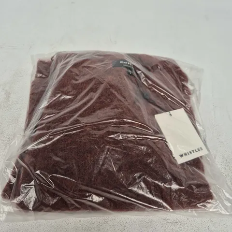 BAGGED WHISTLES ALPACA COLLAR NECK KNIT ON BROWN - MEDIUM