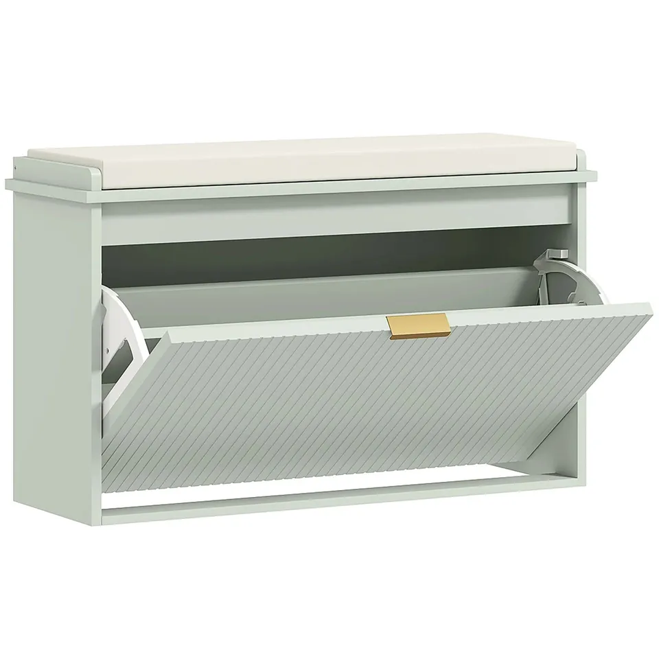 BOXED HOMCOM ELEGANT EIGHT SHOE BENCH, WITH TOP SEAT - WHITE (1 BOX)