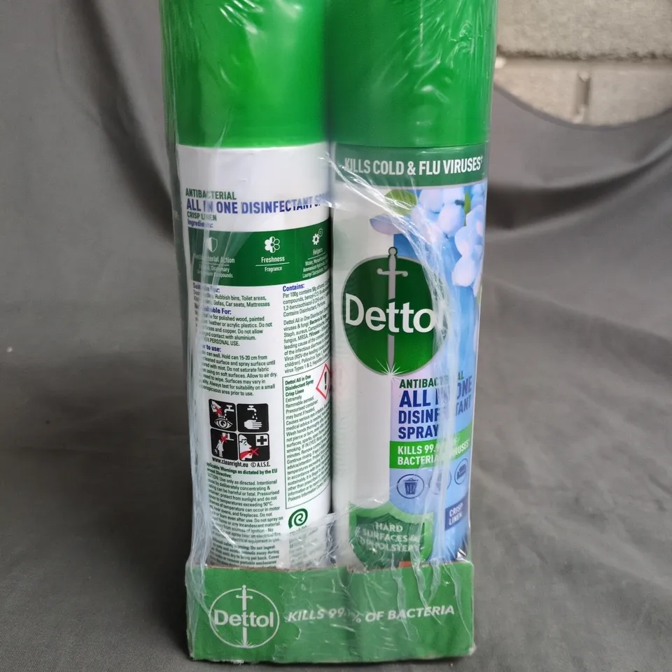 LOT OF 6 CANS OF DETTOL ALL IN ONE DISINFECTANT SPRAYS 300ML EACH