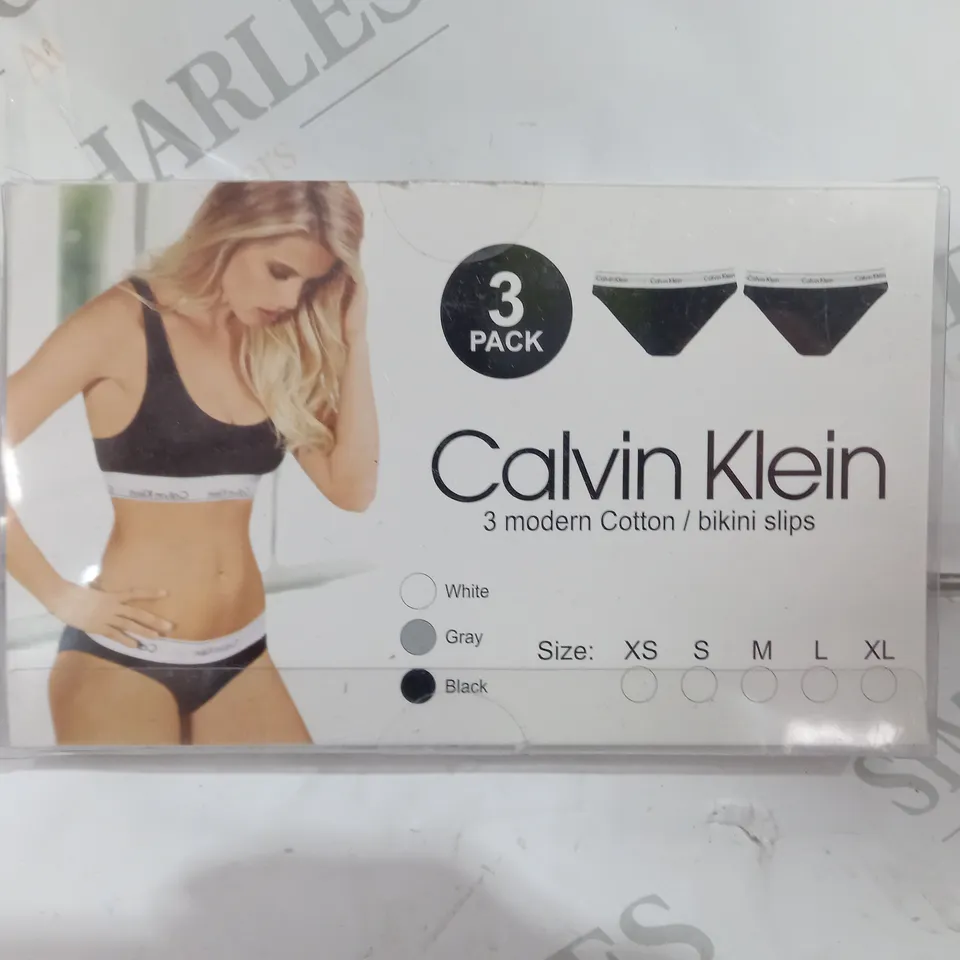 CALVIN KLEIN 3 MODERN COTTON BIKINI SLIPS - SMALL