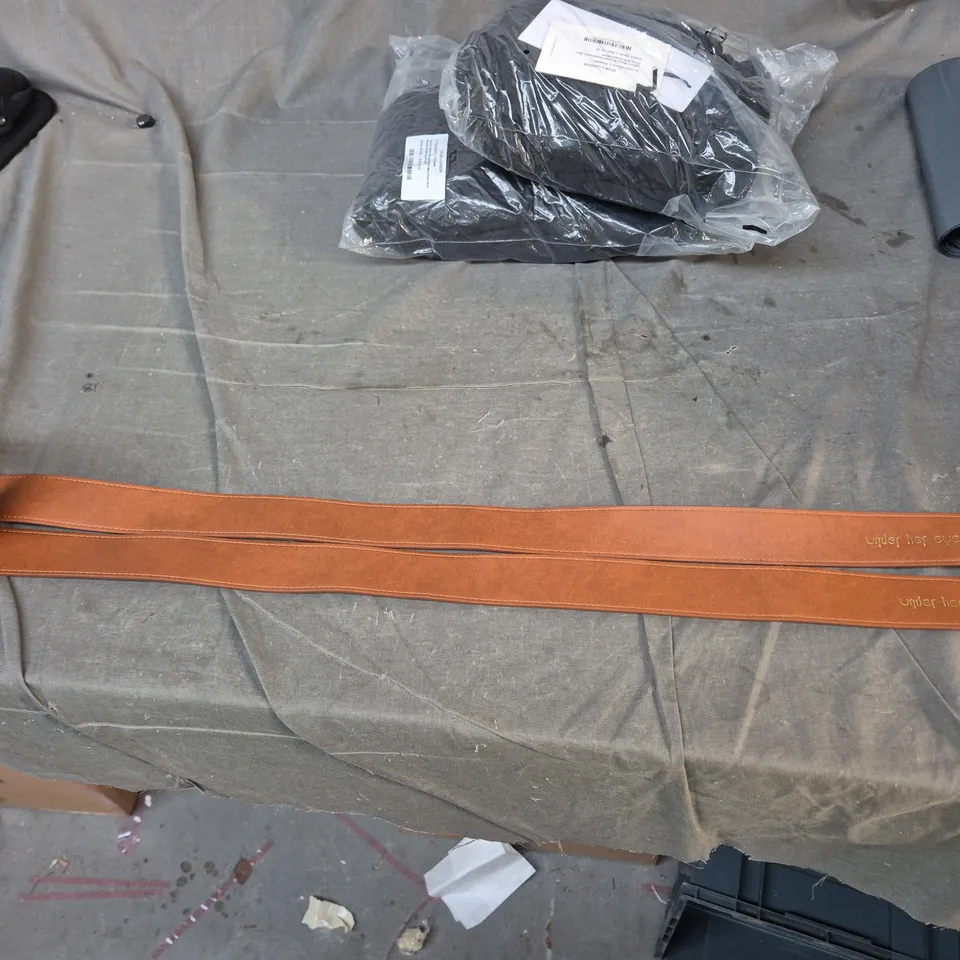 Leather belts (pair) with brass buckles – men's brown leather accessories 