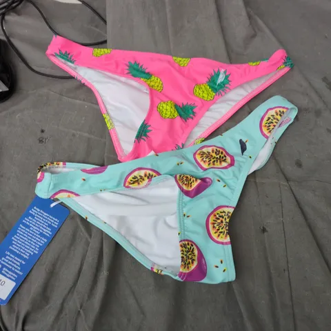 WOMEN'S BIKINI BOTTOMS – PINK PINEAPPLE PRINT & TURQUOISE FRUIT PRINT (SET OF 2)