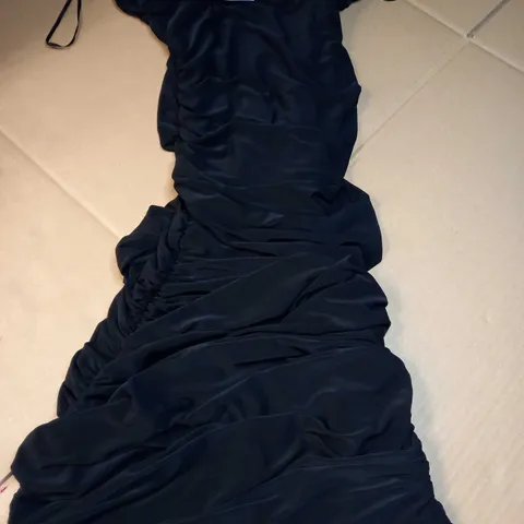 QUIZZ BLACK RUCHED BODYCON MIDI DRESS - SIZE 14