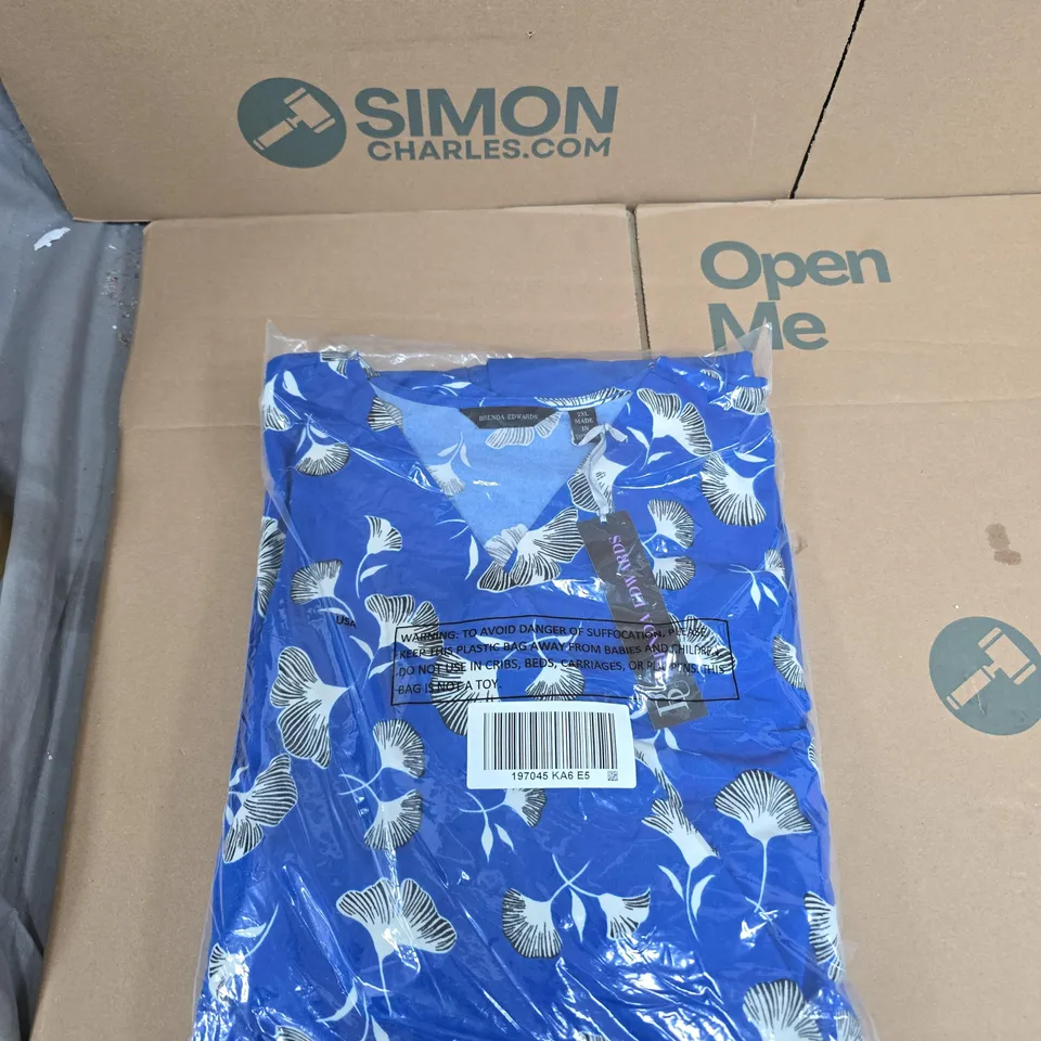 BRENDA EDWARDS BLUE FLORAL PRINT JUMPSUIT/BODYSUIT UK SIZE 2XL