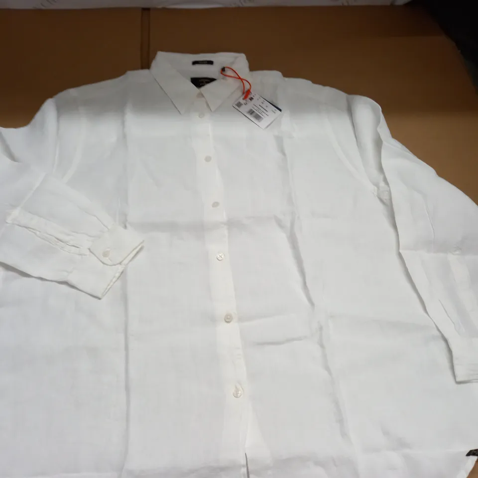 SUPERDRY WHITE LINEN LONG SLEEVE SHIRT - UK M