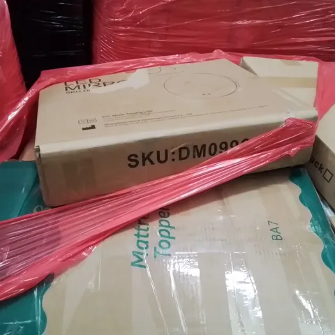 PALLET OF ASSORTED ITEMS TO INCLUDE: PET STROLLER, MATTRESS TOPPER, LED MIRROR ECT