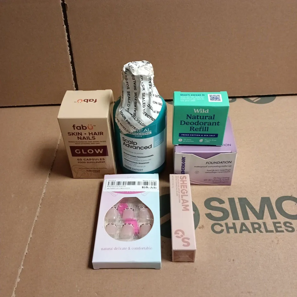 APPROXIMATEY 20 ASSORTED HEALTH AND BEAUTY PRODUCTS TO INCLUDE - SHEGLAM PEEL OFF LIP STAIN - COVERMARK FOUNDATION AND PRESS ON NAILS