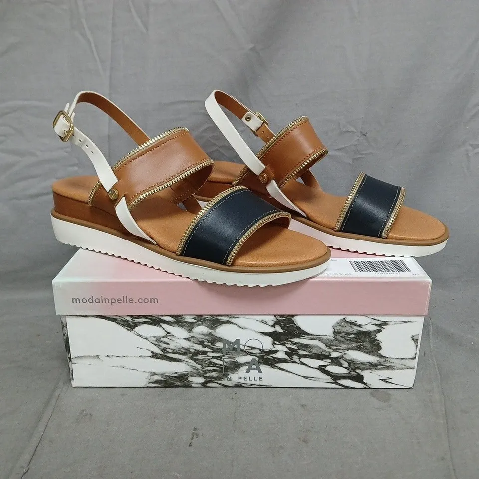MODA IN PELLE PRUDIE SANDALS IN NAVY/TAN SIZE 7