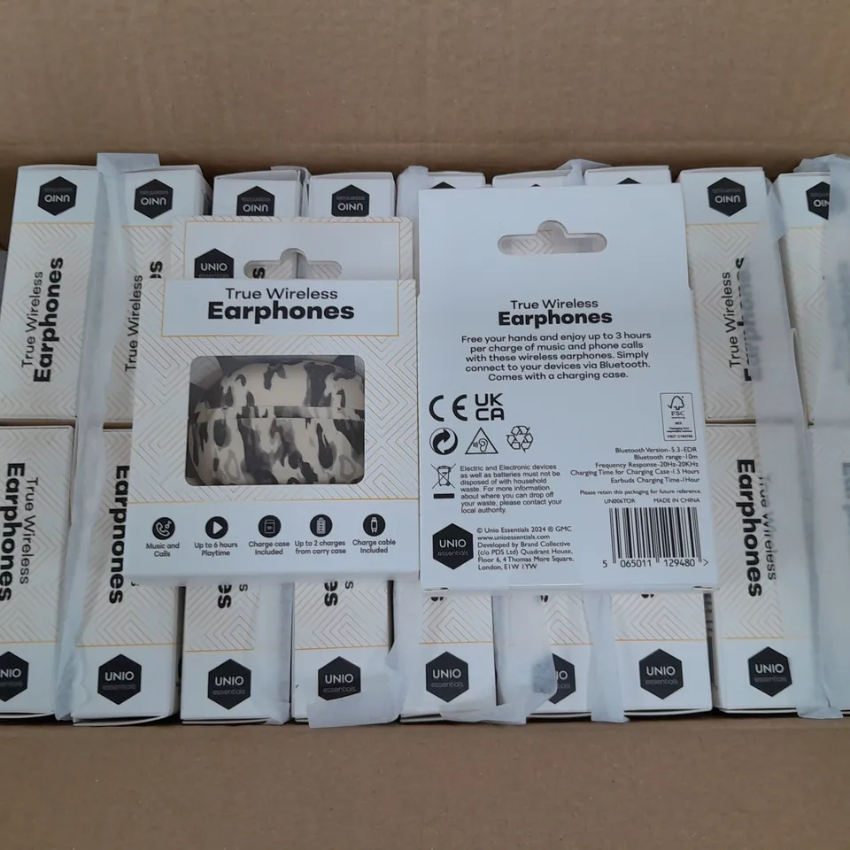 LOT OF 20 BRAND NEW BOXED TRUE WIRELESS EARPHONES - TORTOISE