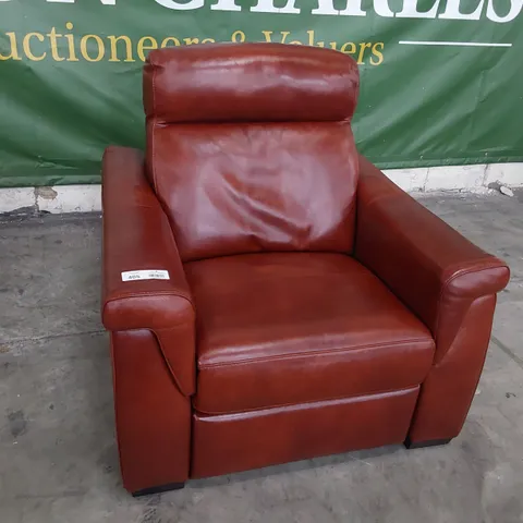 QUALITY ITALIAN DESIGNER ADRIANO POWER RECLINING EASY CHAIR TAN LEATHER