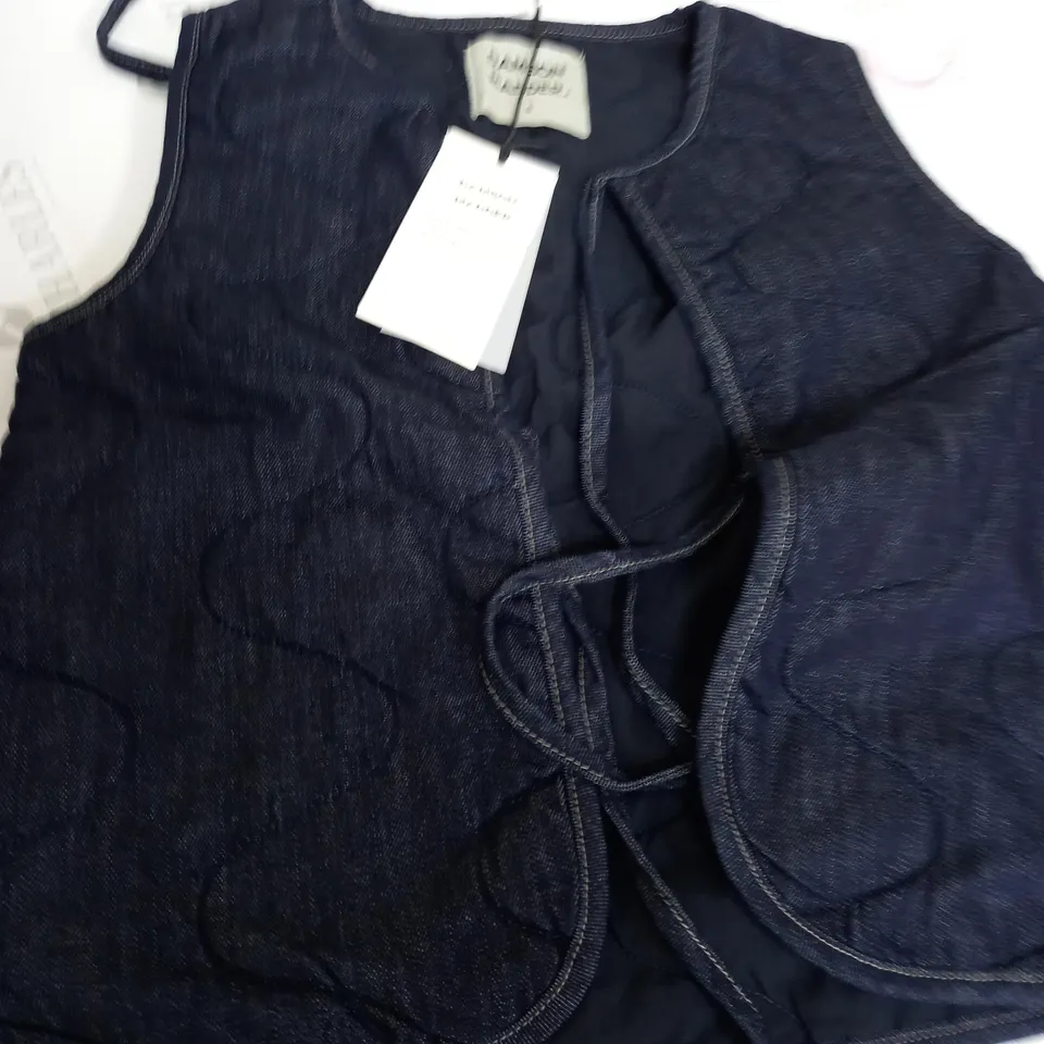 DAMSON MADDER DENIM TILLY DARK INDIGO BODY WARMER - SIZE 8 