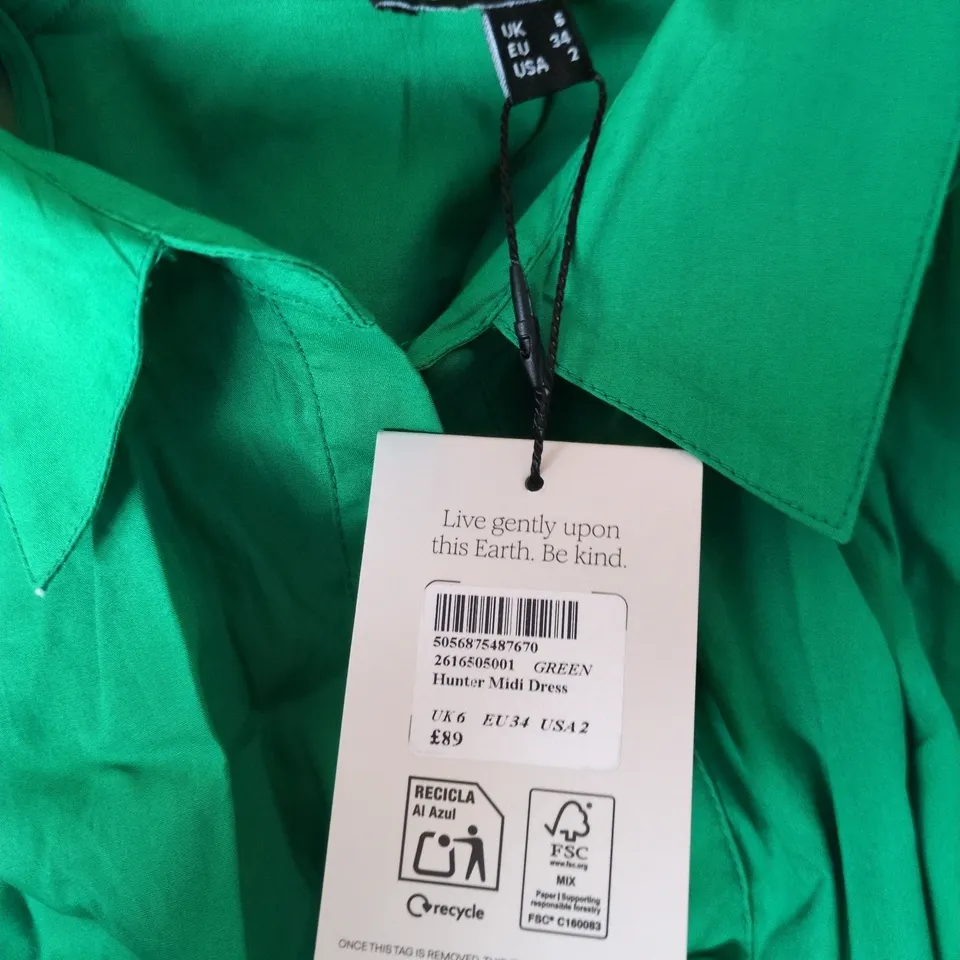 NOBODY'S CHILD GREEN HUNTER MIDI DRESS, UK 6 (EU 34, US 2)