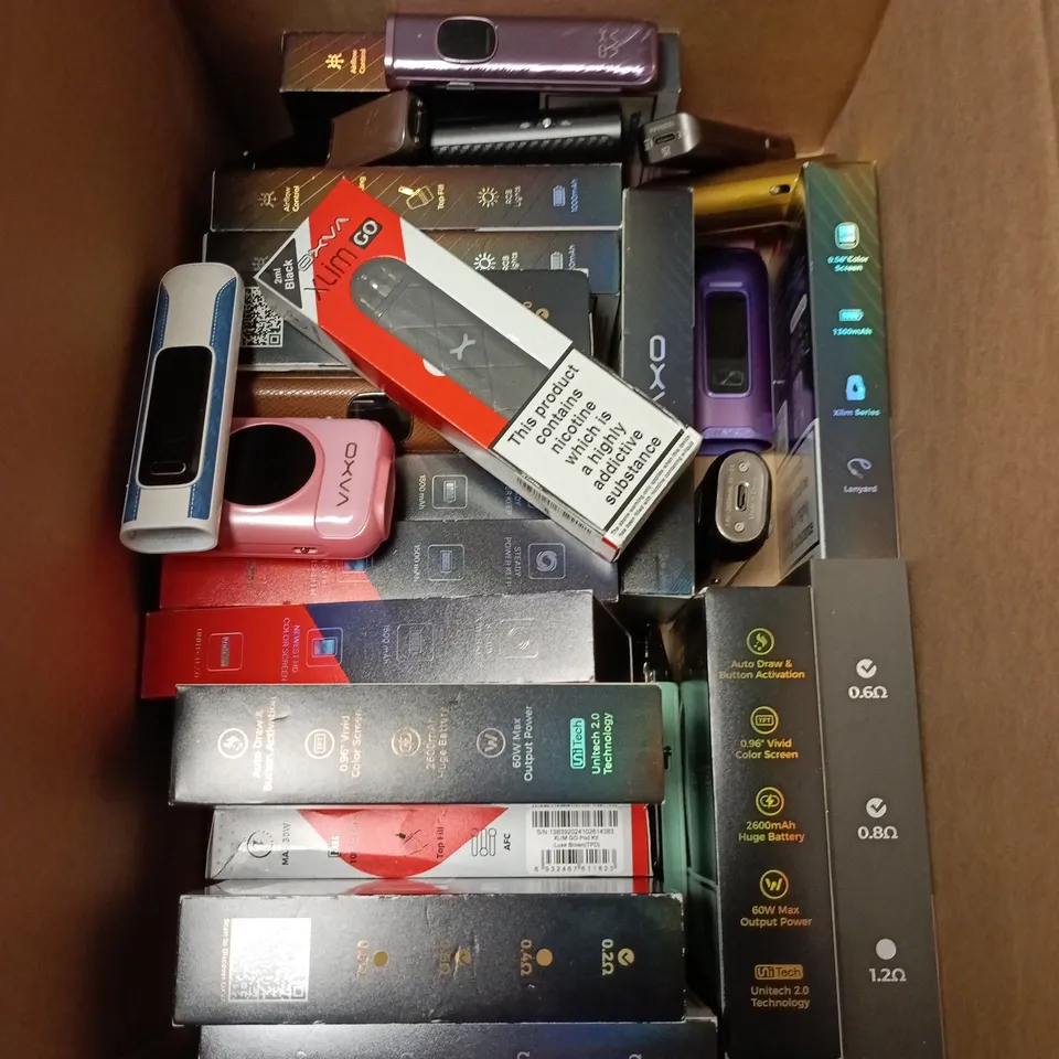 APPROXIMATELY 15 ASSORTED E-CIGARETTE PRODUCTS TO INCLUDE VPRIME, XLIM, OXVA ETC 