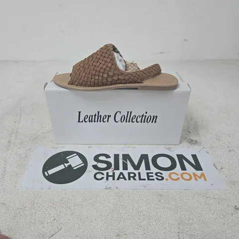 BROWN LEATHER BRAIDED SLIP-ON SANDAL – WOMEN'S FOOTWEAR SIZE 6
