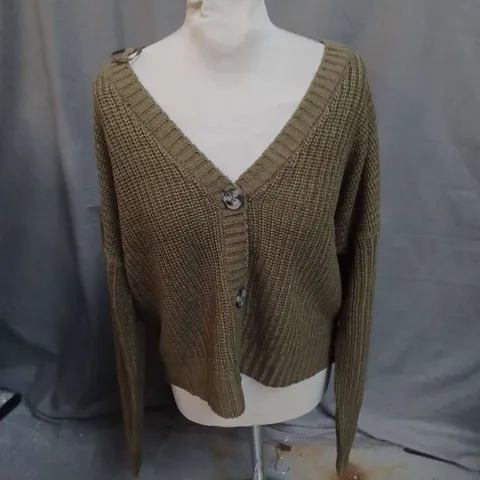 BRAVE SOUL KNIT CARDIGAN IN KHAKI SIZE XL