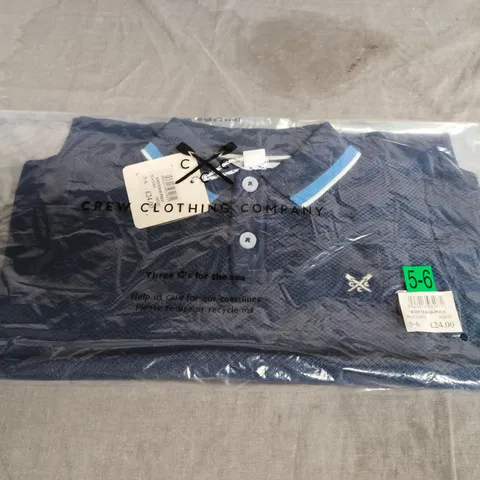 CREW CLOTHING COMPANY KNITTED SS POLO – KIDS, UK 5-6, BLACKIRIS (BKK005)