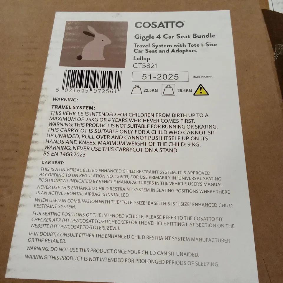 BOXED COSATTO GIGGLE 4 TRAVEL SYSTEM - LOLLOP (1 BOX)