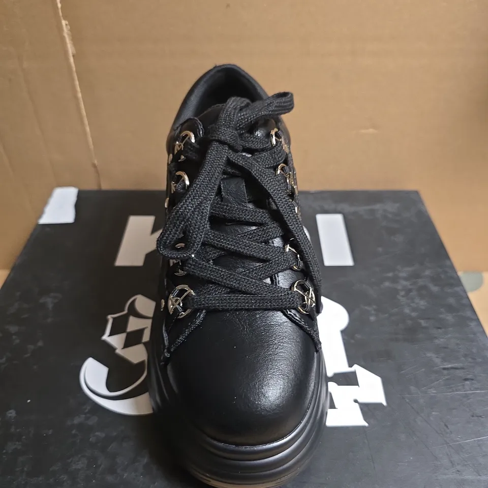 BOXED PAIR OF KOI X GHOST ZENITH CRUCIFIX CHUNKY TRAINERS – UK4, BLACK