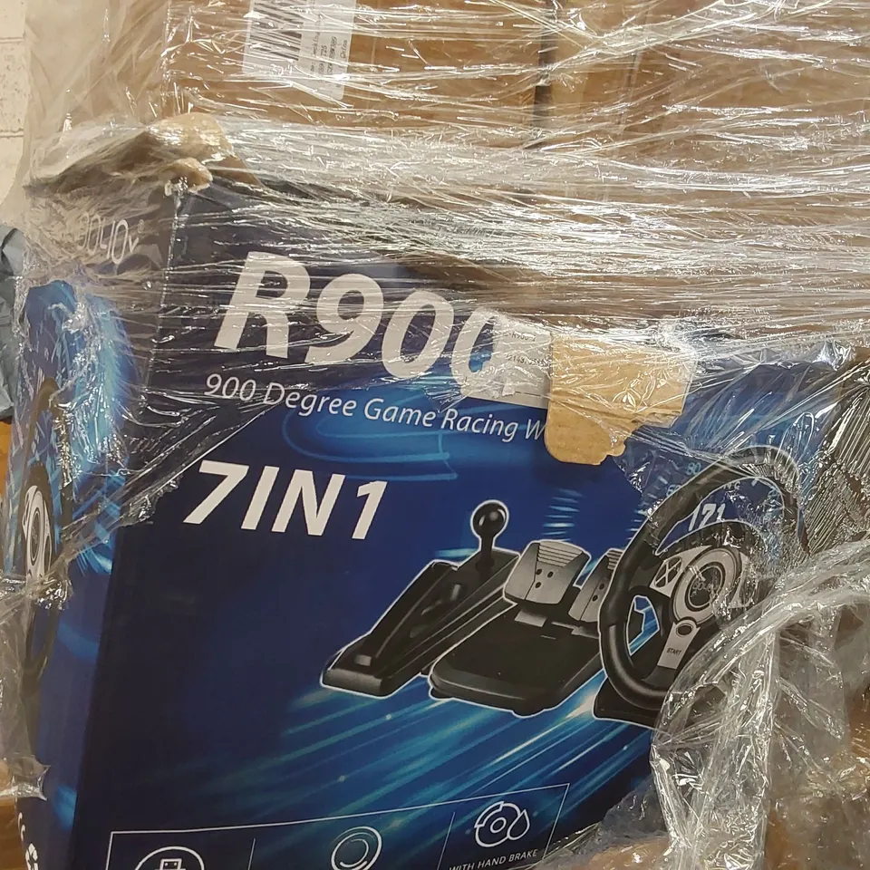 PALLET CONTAINING A LARGE ASSORTMENT OF CONSUMER PRODUCTS INCLUDING: GAMING STEERING WHEEL, HEATED BLANKET, SAUCE PAN SET ECT