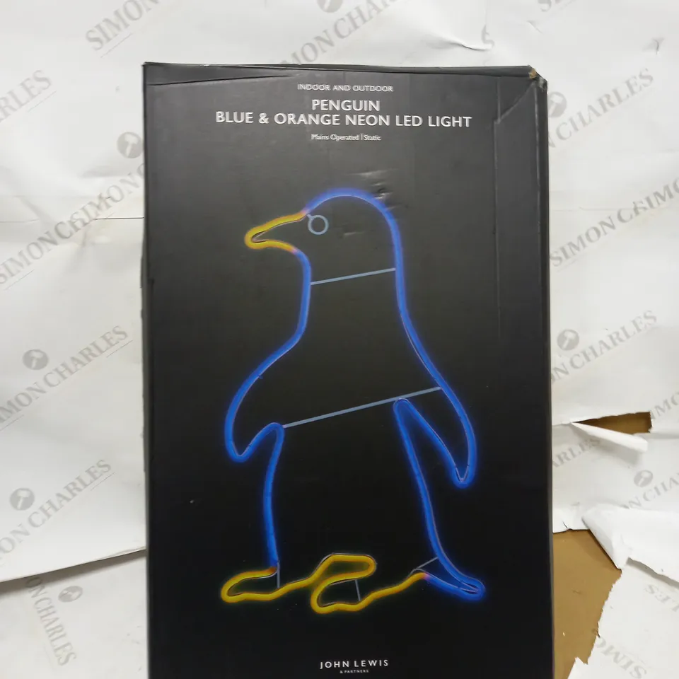 JOHN LEWIS PENGUIN BLUE & ORANGE NEON LED LIGHT 
