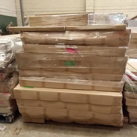 PALLET OF ASSORTED INCOMPLETE DESIGNER BED FRAME PARTS AND PIECES
