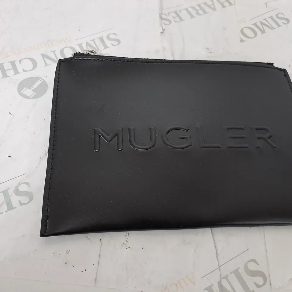 MUGLER BLACK  LEATHER MAKEUP / TRAVEL BAG 